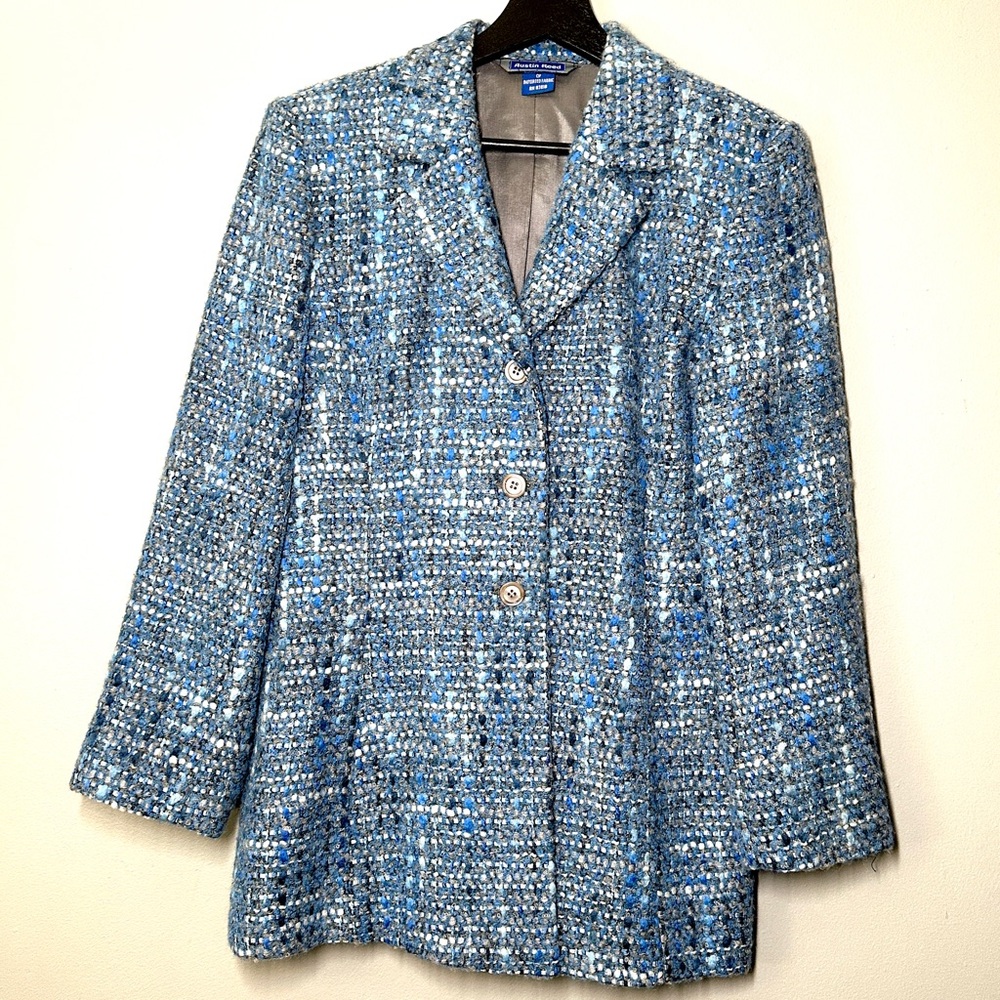 Vintage Austin Reed Wool Blend Lined Tweed Blazer Jacket Old Money Academia